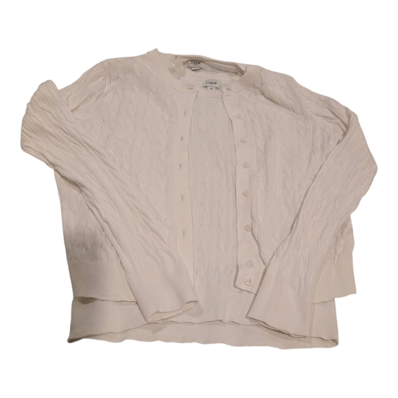 J. Crew Cable Knit Button Front Cardigan & Shell Set In Off-White - Picture 11 of 12